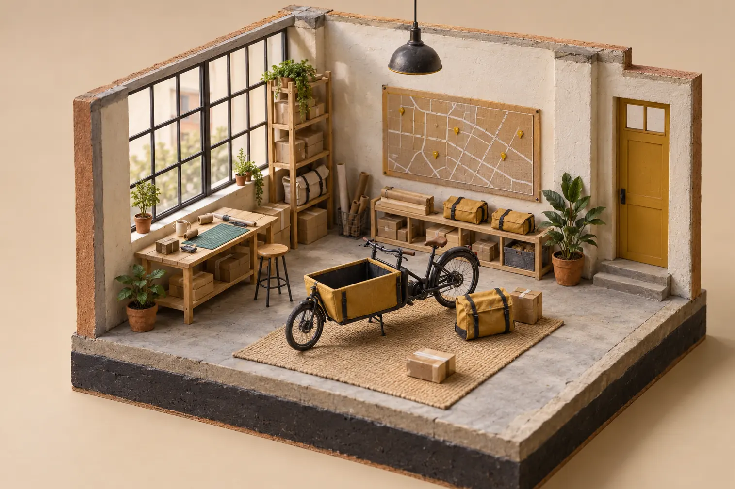 Illustration of courier businesses and their working space